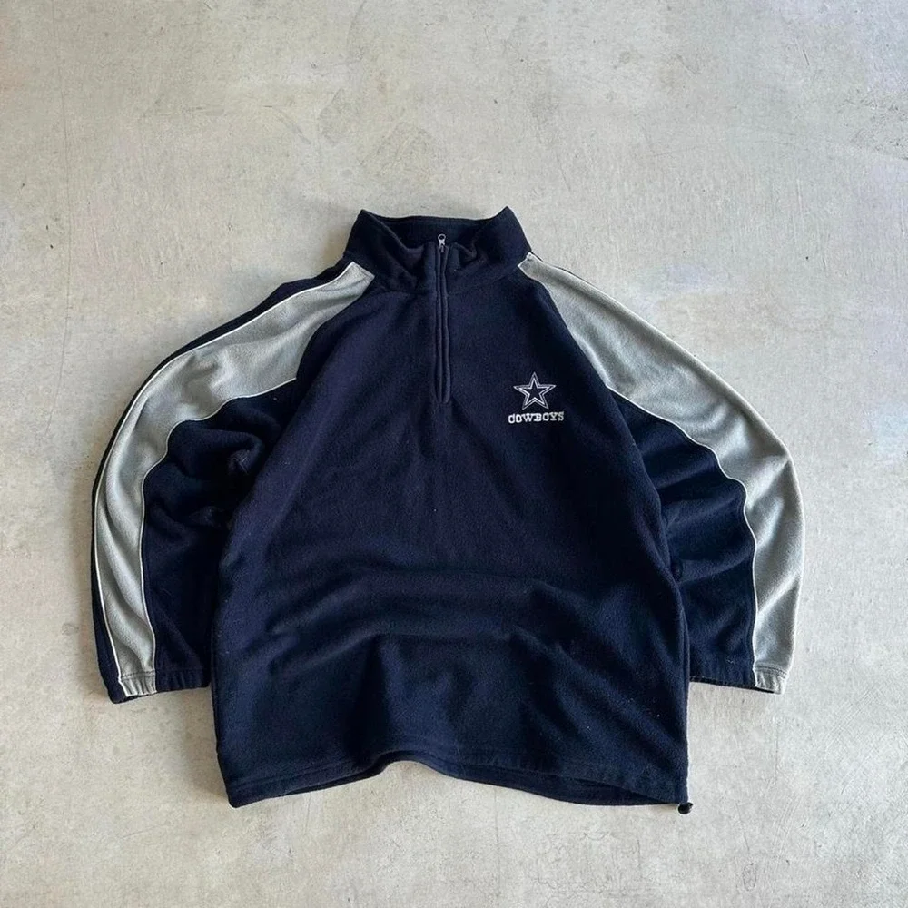 Vintage Dallas Cowboys NFL Quarter Zip Fleece Sweatshirt Size XL